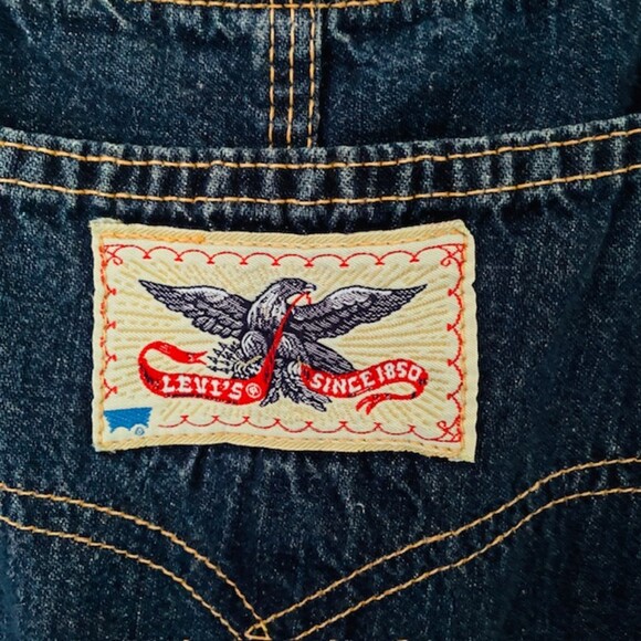 Levis Rare Vintage SF 207 Orange Tab Denim Blue Jeans Overalls Unisex Sz 12 - Picture 7 of 16